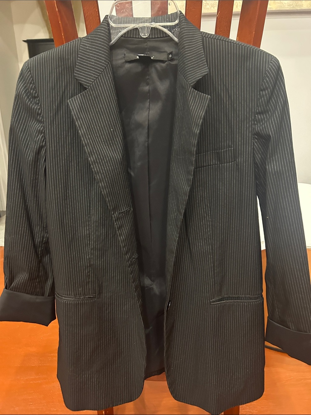 DKNY Black Pinstripe Suit Jacket